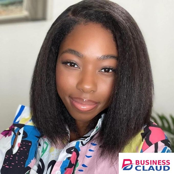 Heat friendly yaki bob wig that can be styled as a side or a middle part.It has a 2*4 lace closure.