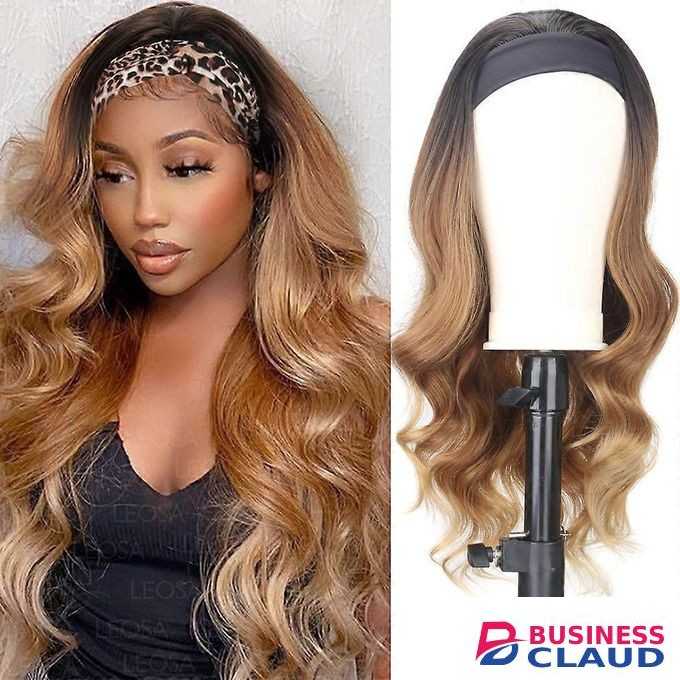 Fashion Semi Human hair 22 inches bodywave headbandwig__2/30