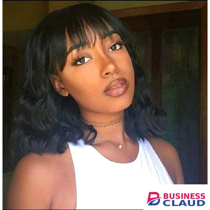 Fbk short curly hair neat bangs slightly curly clavicle hair women wigs
