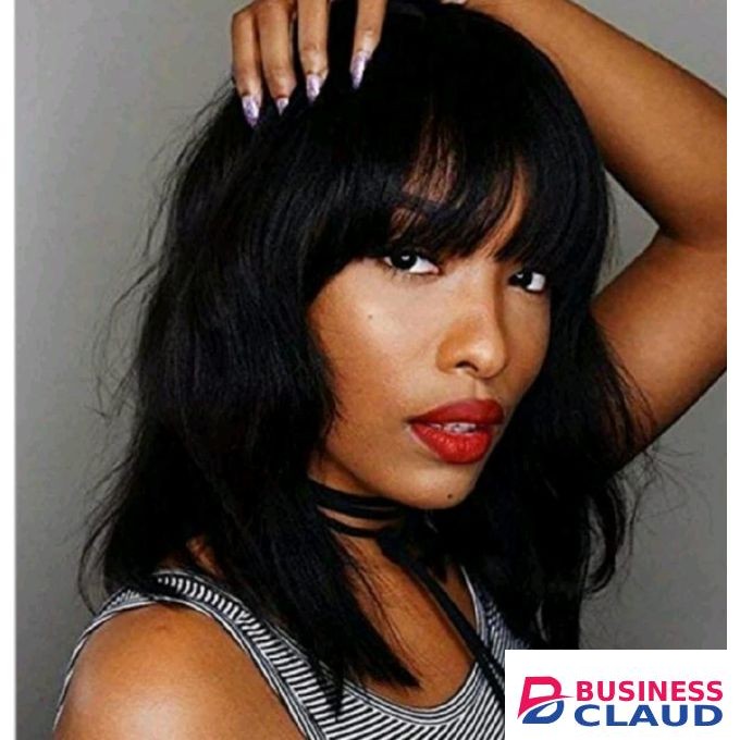 Fbk short curly hair neat bangs slightly curly clavicle hair women wigs