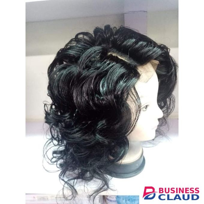 Human Hair Short Curly Wig- Black