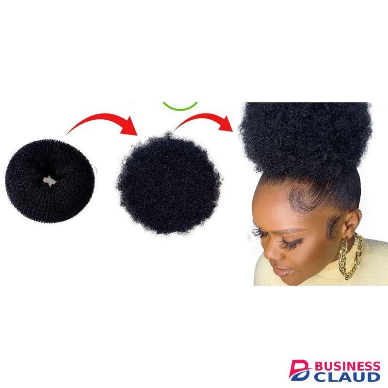 Curly Afro Drawstring Hair Bun + hair donut extension natural looking African hair