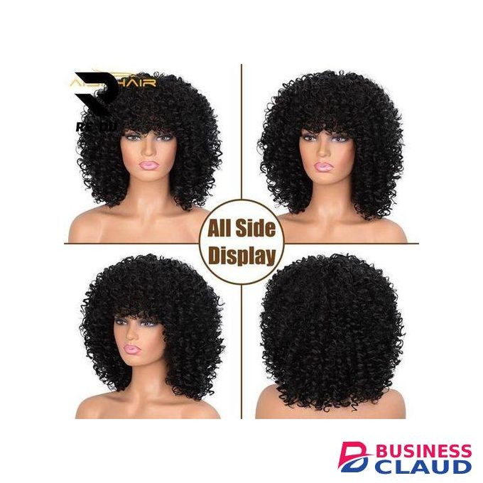 Aisi Loose Curly Wave Black Short Bob Wig - Cheap Vendor Afro Kinky With Bangs For Black Women Synthetic Hair Wigs