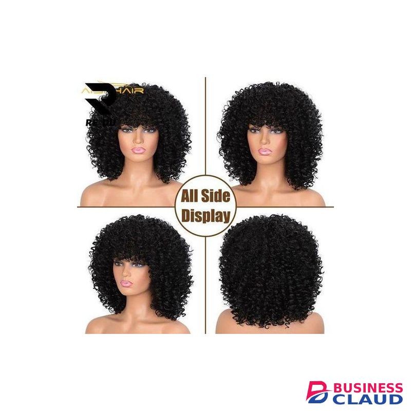 Aisi Loose Curly Wave Black Short Bob Wig - Cheap Vendor Afro Kinky With Bangs For Black Women Synthetic Hair Wigs