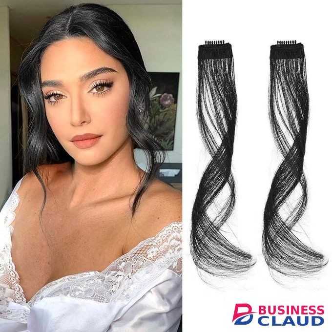 Emu Semi Human Hair Clip-In Side Bangs Extension - Black