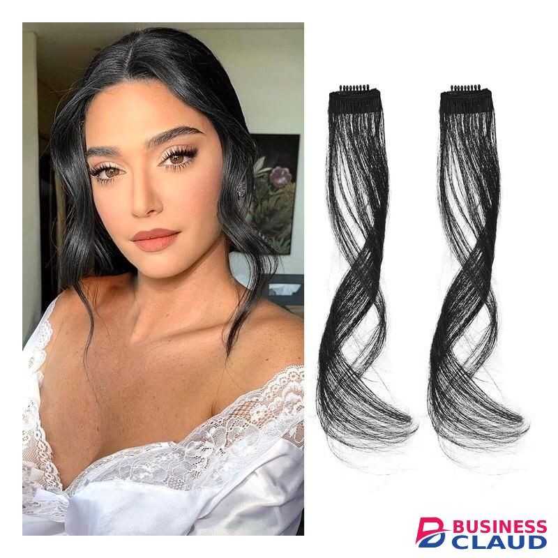 Emu Semi Human Hair Clip-In Side Bangs Extension - Black