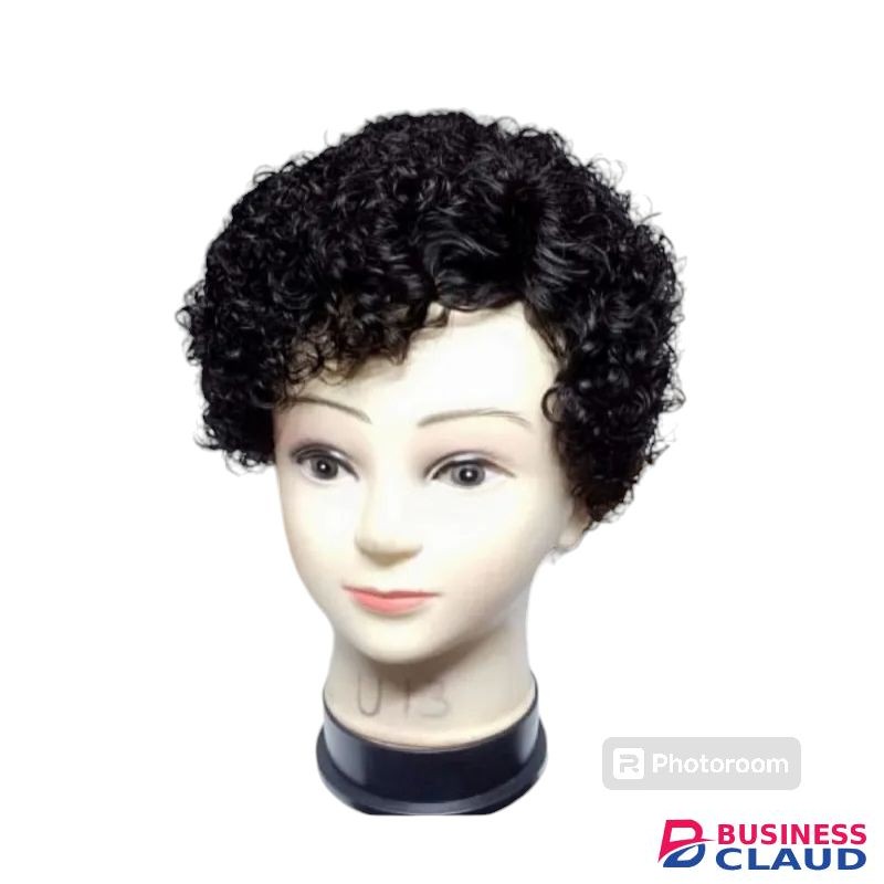 Short semi human curly wig