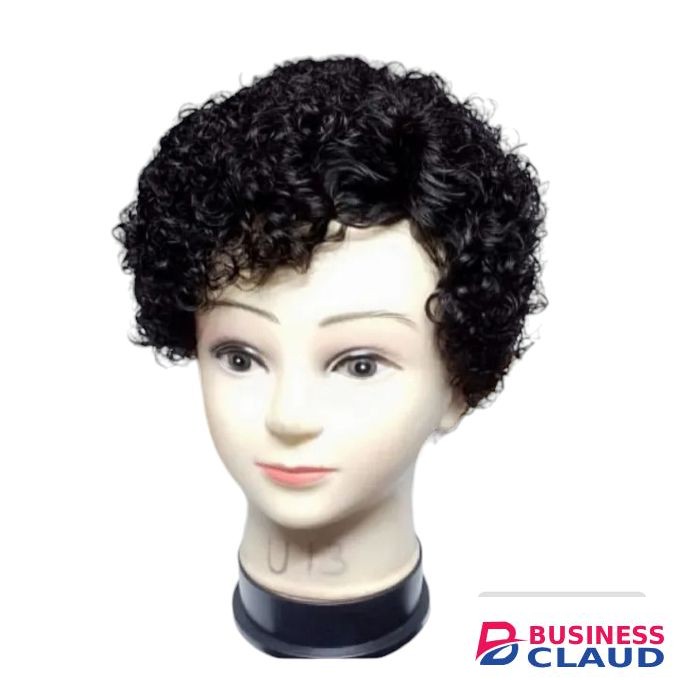 Short semi human curly wig