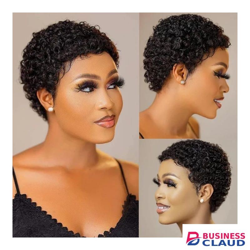 Elegant short jerry curls pixie wig_black