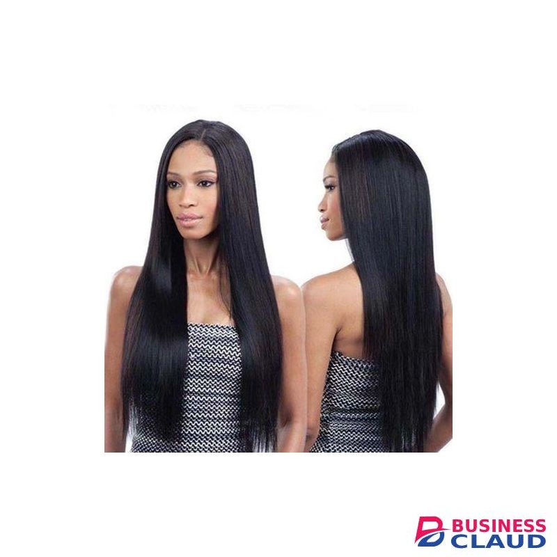 Ladies Wig Ladie Long Straight Hair Synthetic Black Wigs - Black