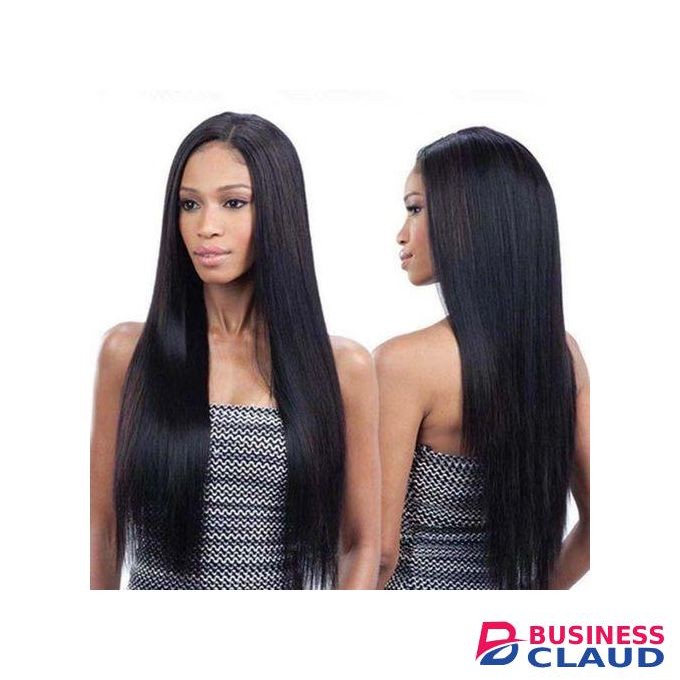 Ladies Wig Ladie Long Straight Hair Synthetic Black Wigs - Black