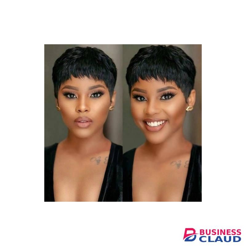 Short Elegant Bonded Pixie Wig_black