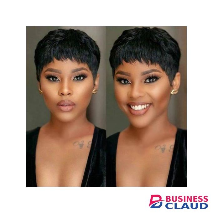 Short Elegant Bonded Pixie Wig_black
