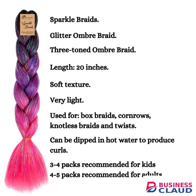 Ombré Braids KE Sparkle Braid Glitter Ombre Braiding Hair Bright Magenta Sparkle Braid