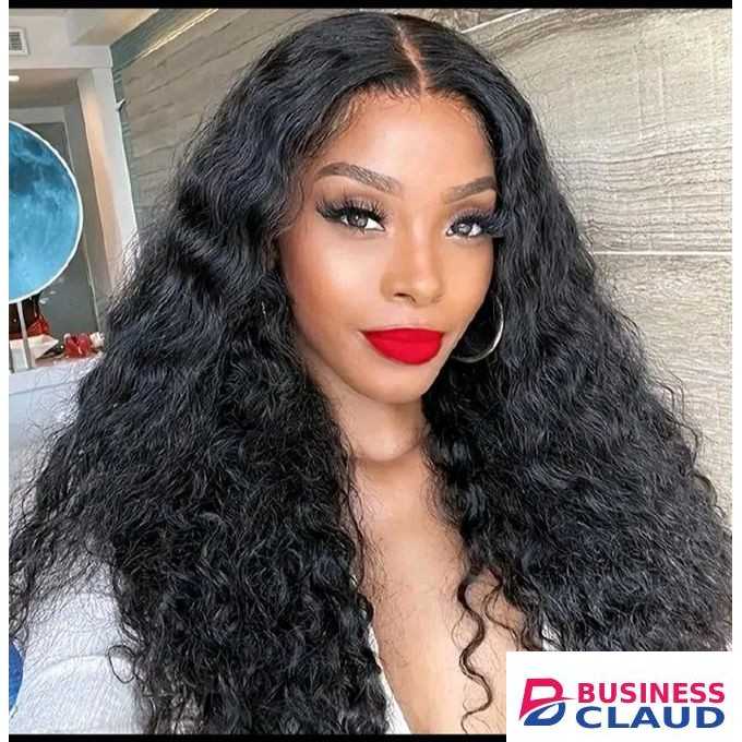 Premium 26" Black Loose Curly Deep Wave Wig Heat Resistant Synthetic Middle Part Hair Wig
