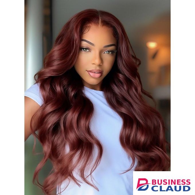 Fashion Heat friendly burgundy bodywave wig with a 2"4 lace closure 22 inches