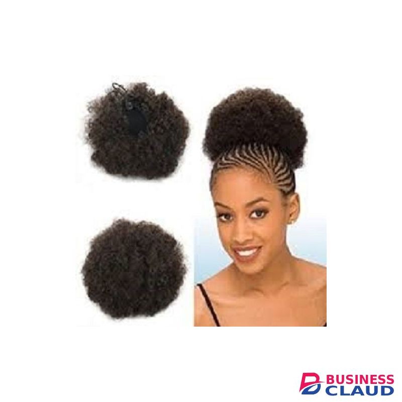 Afro-Female Fluffy Curly Synthetic Wig - Black bun