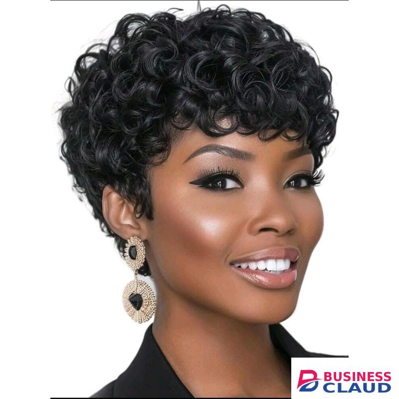 Black curly pixie wig