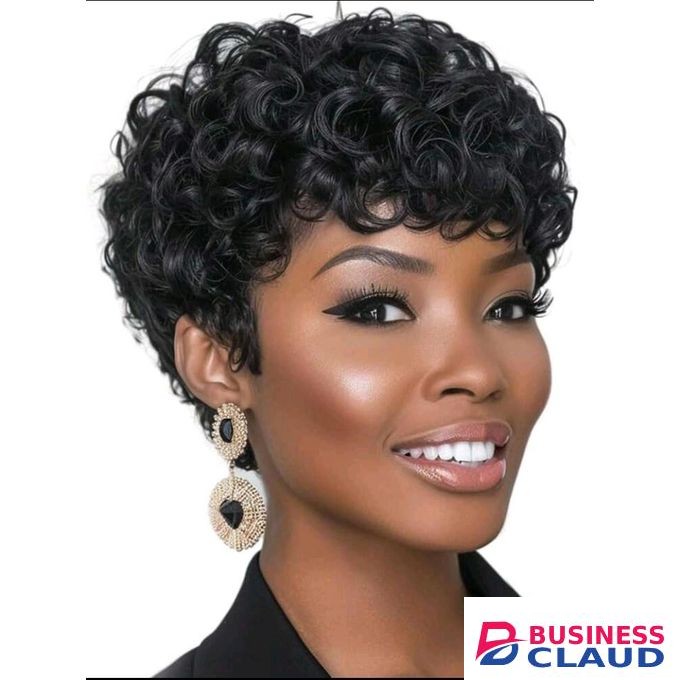 Black curly pixie wig