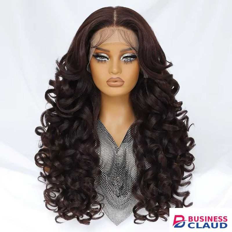 32” Latisha Lace Frontal Wig – Color 2 – Long spiral curly straight Human Hair Blend