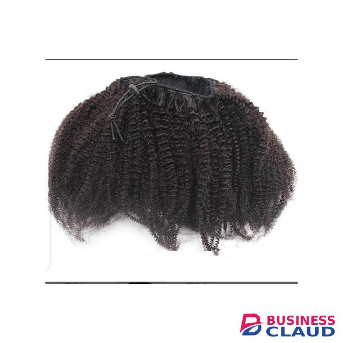 Kinky curly 4B/4C drawstring ponytail extension no 1 black