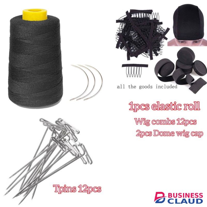 Wig making dome cap , wig combs ,Thread ,3 needles , 12 tpins , full roll elastic band