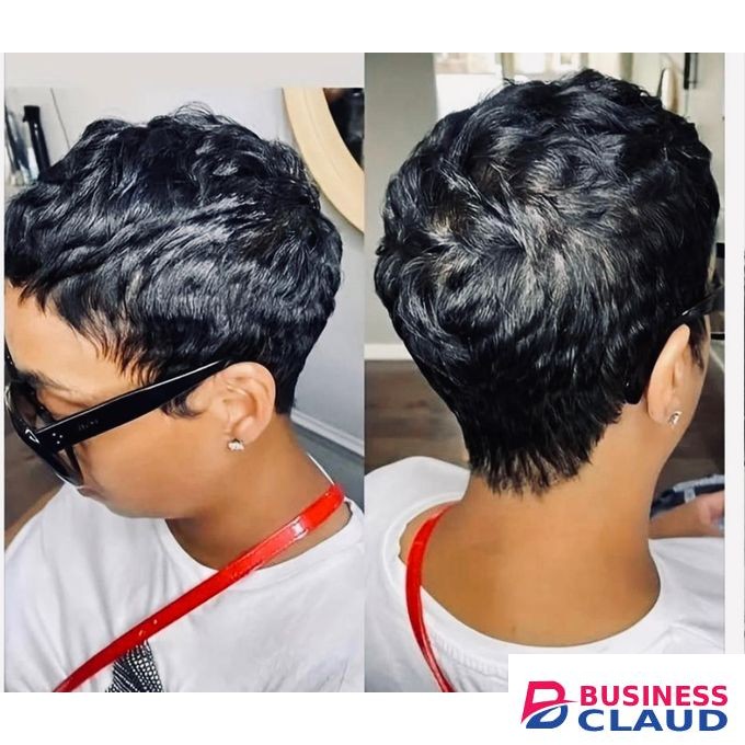 Black Short Pixie Cut Straight Curly Hair Synthetic Wigs For Women