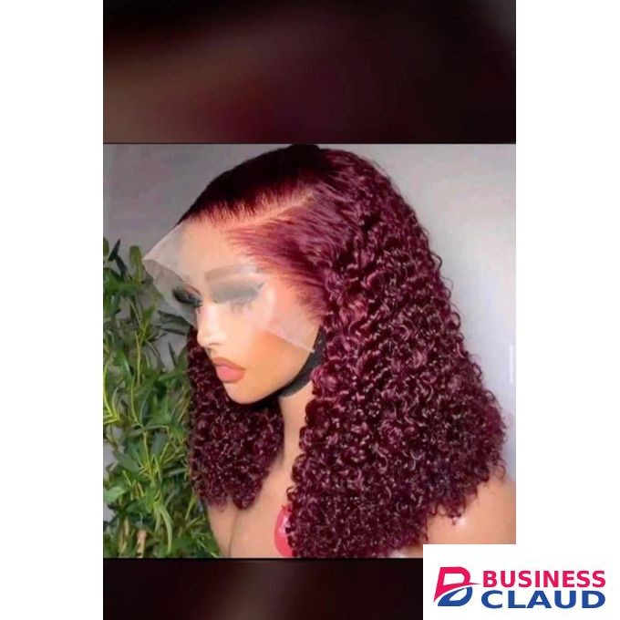 Burgundy,maroon,99j ,20inch double drawn full frontal lace human hair wig ,water wave curls,jerry curls,pixie curls
