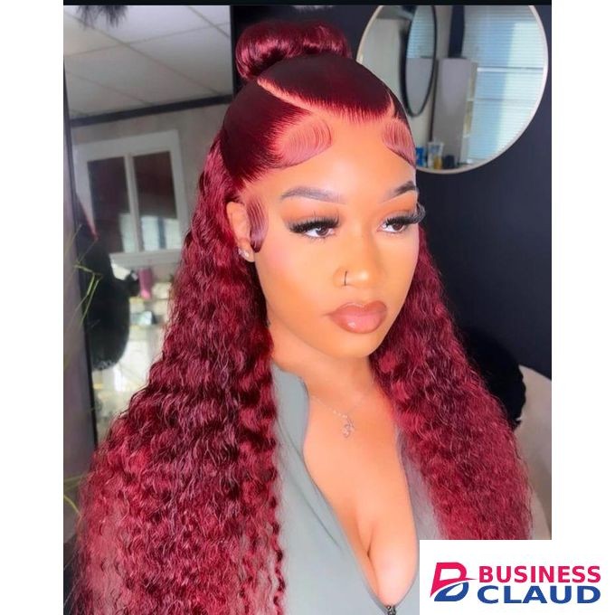 Burgundy,maroon,99j ,20inch double drawn full frontal lace human hair wig ,water wave curls,jerry curls,pixie curls
