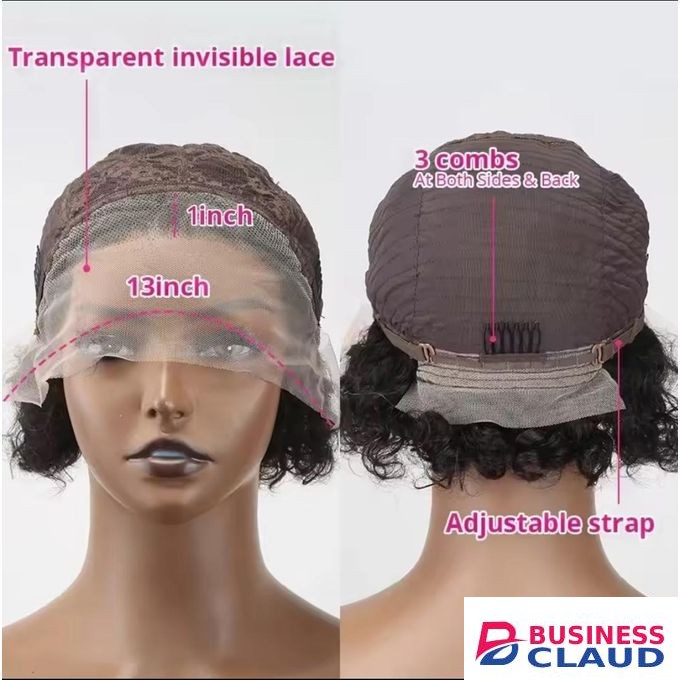 1B/99J Short Curly Human Hair Wig , Women Frontal Curly Human Hair Wig