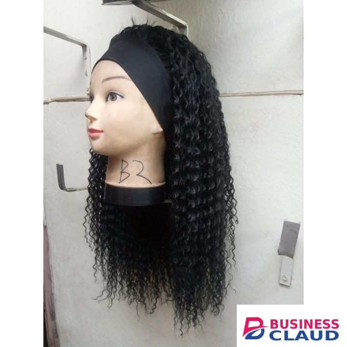 Wigs By Vivian Long Curly Afro Head Band Wig