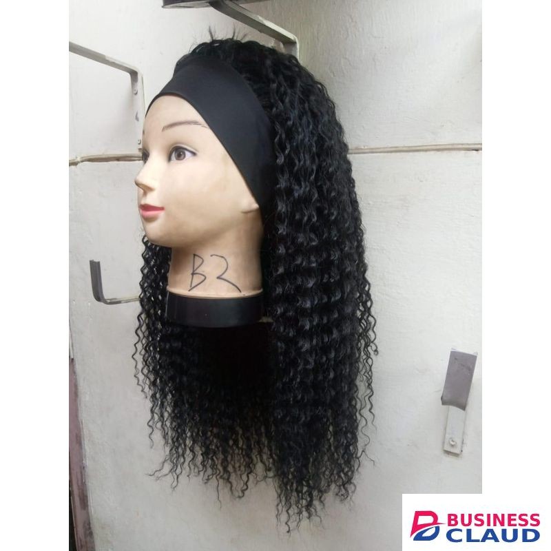 Wigs By Vivian Long Curly Afro Head Band Wig
