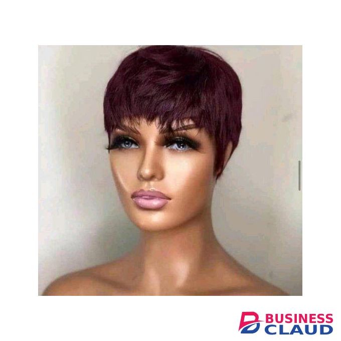 Heat friendly burgundy pixie wig