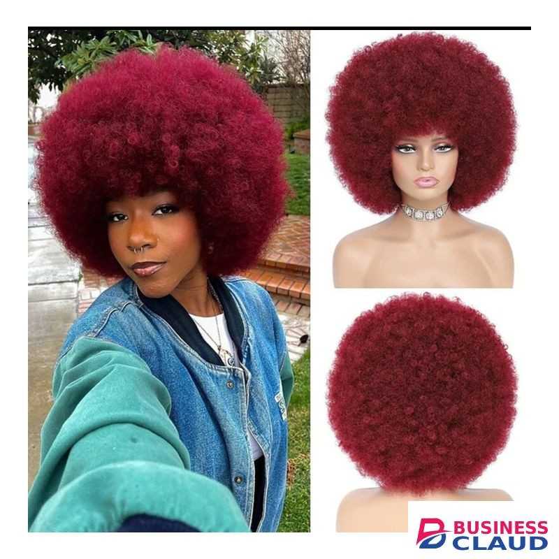 Natural soft and fluffy afro wig__burgundy