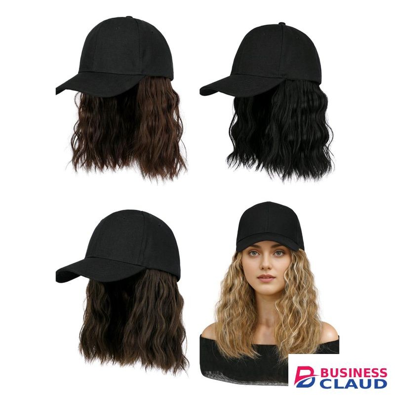 Hat Wig For Women, Short Wave Baseball Cap Wig With Curly Synthetic Hair Extensions