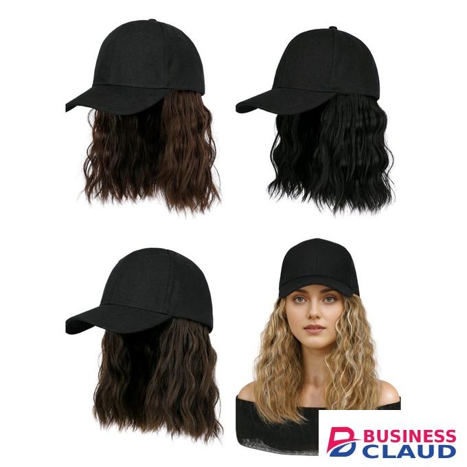 Hat Wig For Women, Short Wave Baseball Cap Wig With Curly Synthetic Hair Extensions