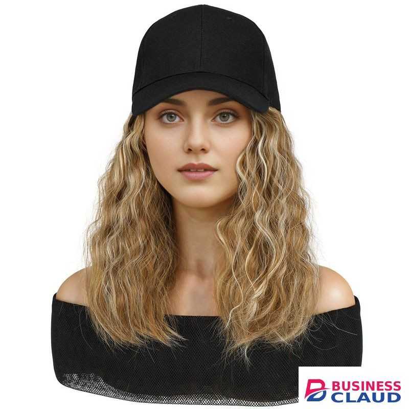 Wig for Women, Short Wave Baseball Cap Wig with Curly Synthetic Hair Extensions,