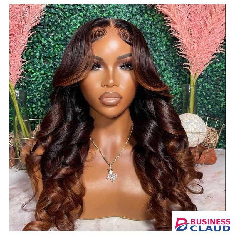 , Preplucked, glueless wear and go Deep brown ginger brown bouncy wave curlswig human hair frontal hd melting lace