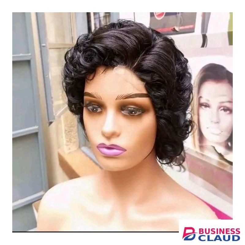 Short curly Human Hair Wig- Black