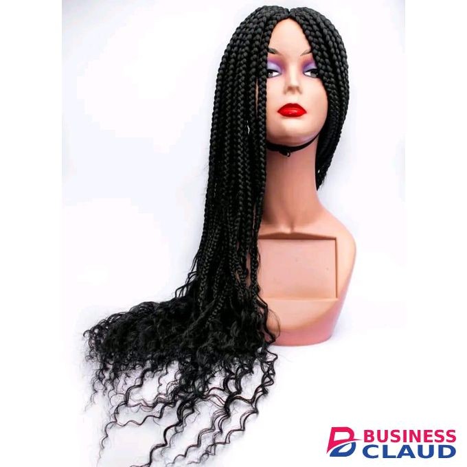 Wigs By Vivian Long Pure Black Braided Wig