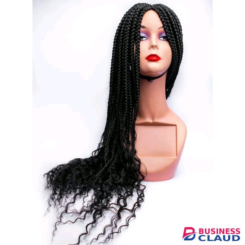 Wigs By Vivian Long Pure Black Braided Wig