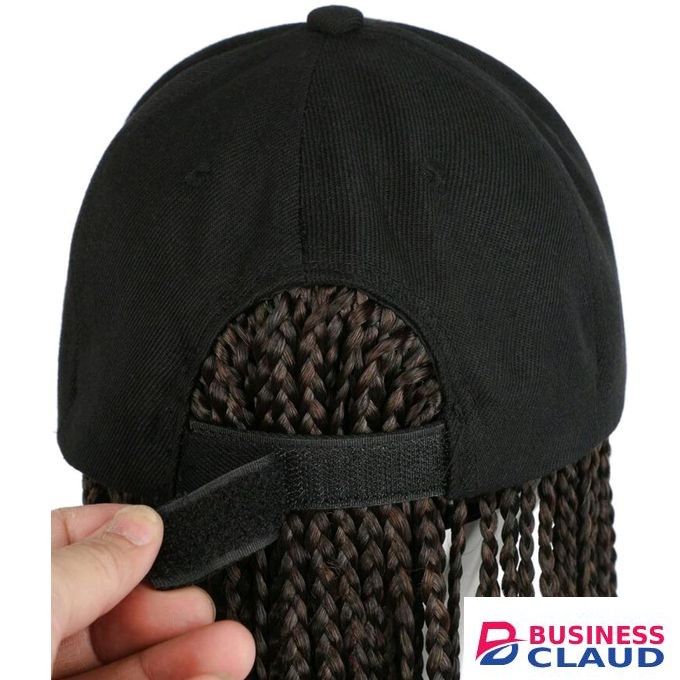 Synthetic Hair Black Baseball Cap, 24 Inch 64-Strands Black Ombre Brown Braided One-Piece Hat Wigs, Suitable For Daily Wear
