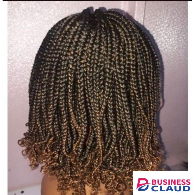 Lace front short braided curly wig