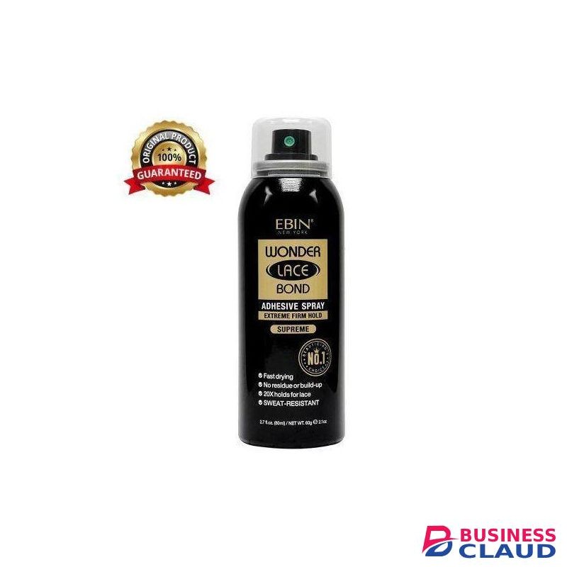 Ebin Wonder Lace Bond Adhesive Spray - Supreme (Extreme Firm Hold), 2.7 Fl. Oz./ 80ml -Fast Drying, No Residue, No Build Up, Powerful Hold, All-Day Hold, Daily Wig Application