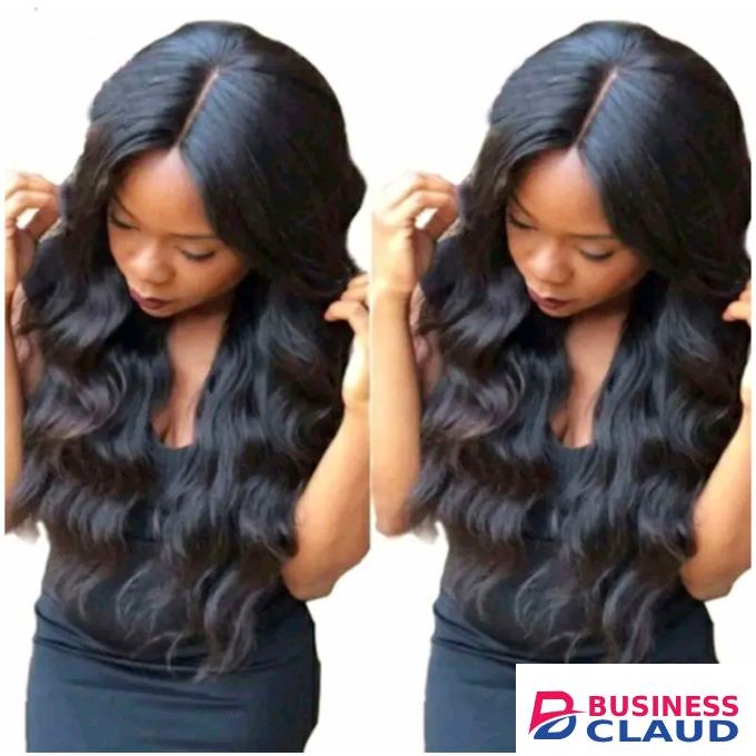 Lace closure parting black bodywave wig that can be blow-dried