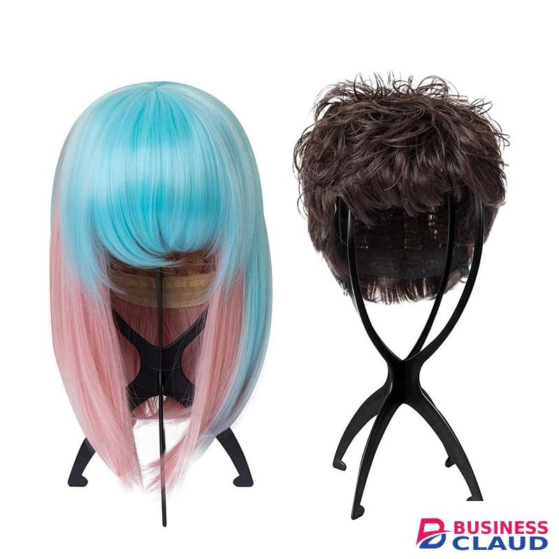 6 Pack Short Wig Stand Portable Wig Holder for multiple Wigs and Hats, 14.2 Inches Travel Wig Stand(Black)