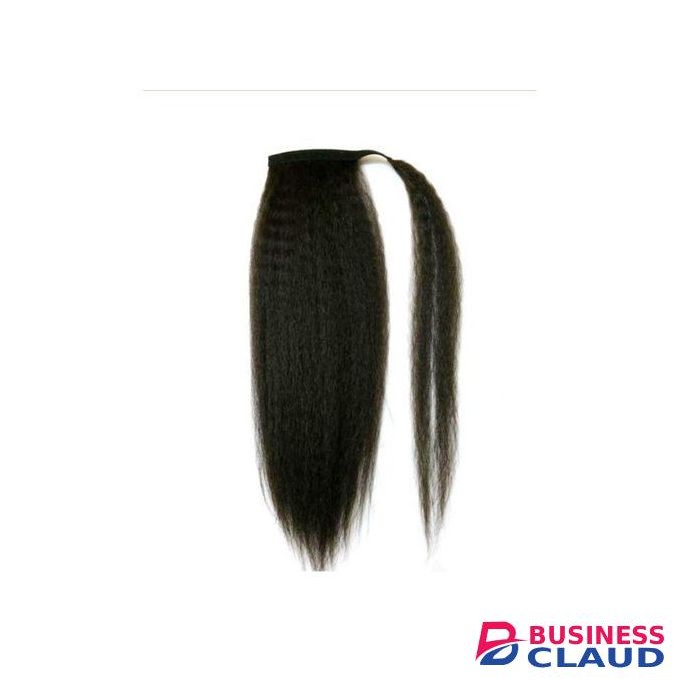 18 inch natural looking kinky straight wrap around ponytail hair extension- Large Size