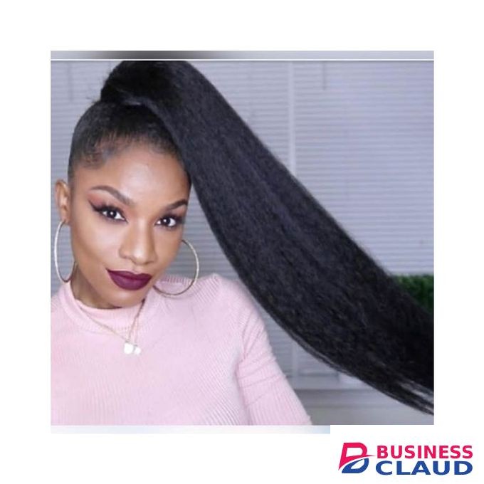 18' inch natural looking kinky straight wrap around ponytail hair extension- MEDIUM SIZE