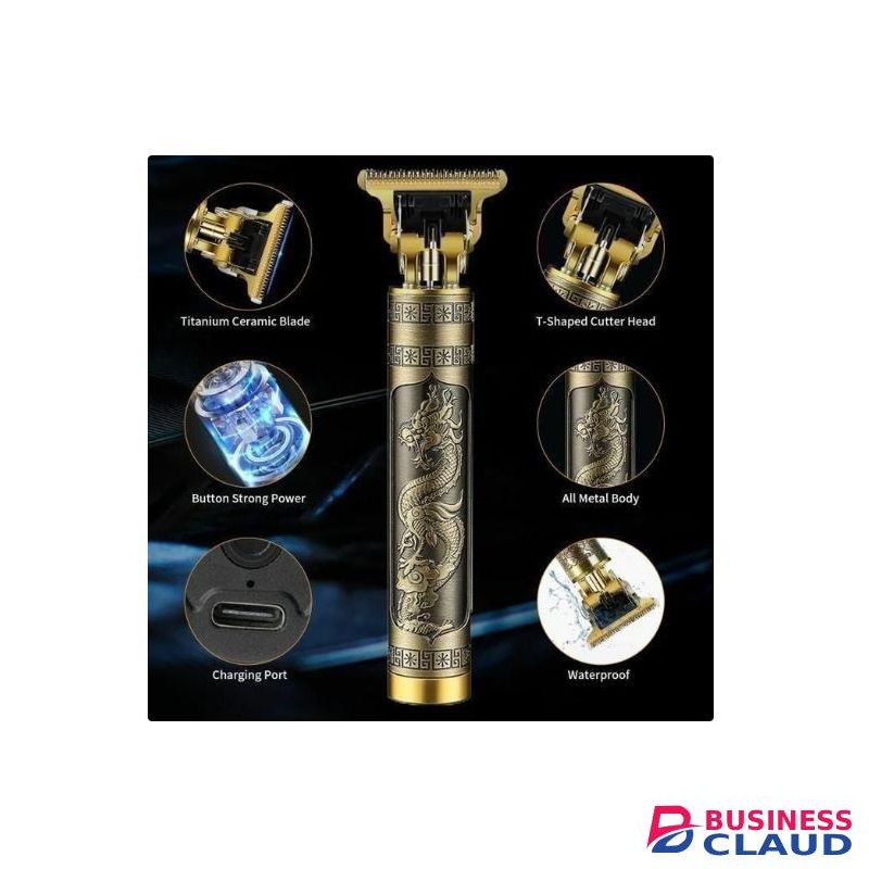 VINTAGE T9 Dragon Rechargeable Metal Hair Clipper Gold For The PerFECT.