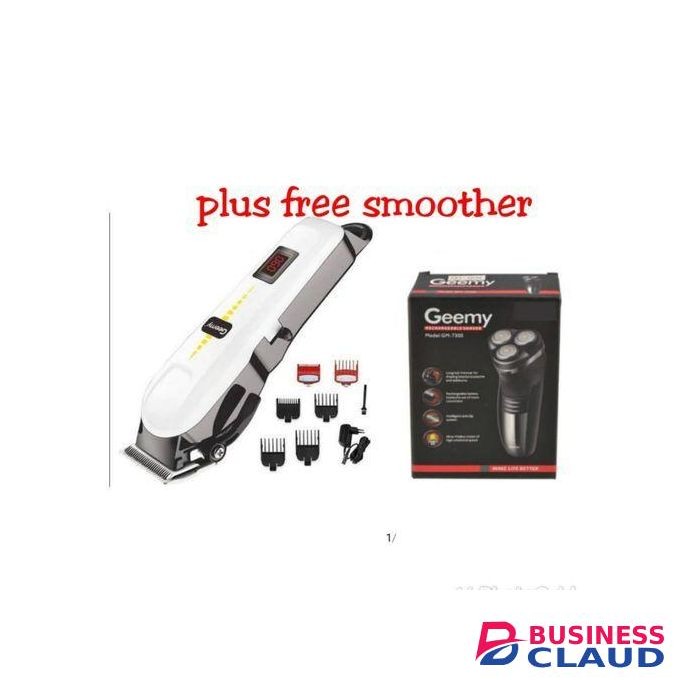 Geemy Rechargeable Cordless Shaving Machine With Indicator Plus Smoother